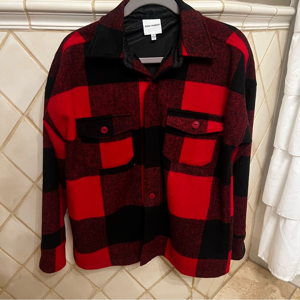 Skylar + Madison Red and Black Plaid Jacket